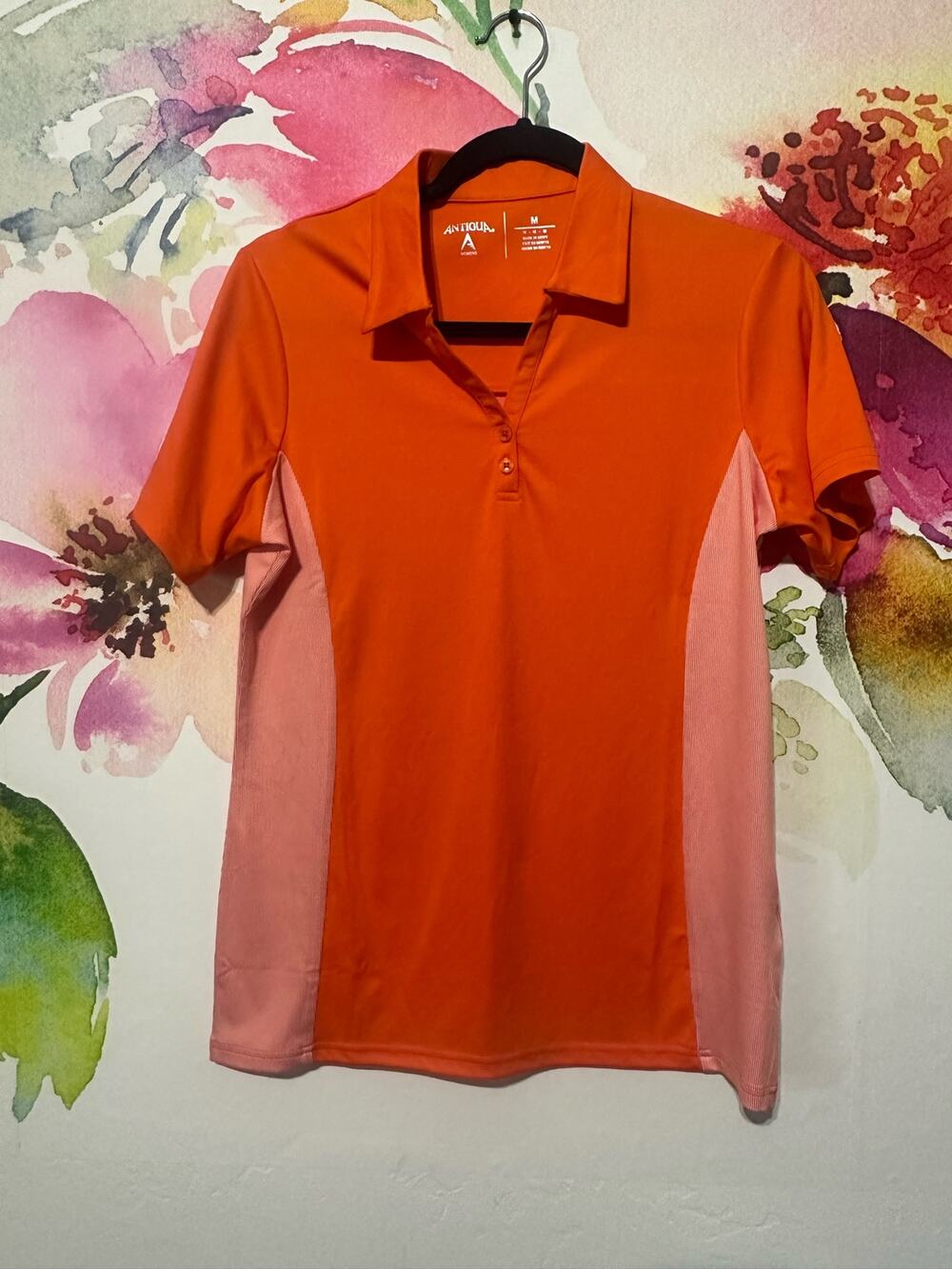 Antigua - Athletic Shirt - Orange with White Strips - Size Med